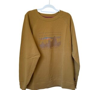 Patagonia Men's Crewneck Sweatshirt in Mustard with Multicolor Logo